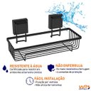 Ver imagem 3 de Suporte Porta Shampoo Fixação por Ventosa Preto Fosco Aço Carbono
