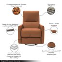 Ver imagem 3 de Poltrona do Papai Sala de Estar Reclinável Palace Usb e Usb-c Gira Balança Couro Caramelo G40 - Gran
