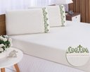 Ver imagem 1 de Jogo lençol quarto casal Queen bordado 3peça Palha com Verde