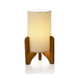 Luminária Mesa Abajur de Mesa Tecido Linho Cor Palha Pés Madeira Fio 1,5m 127/220v - 4