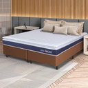 Ver imagem 1 de Conjunto Box Marrom Durban Azul Espuma D28 King 193x203x57 - King House