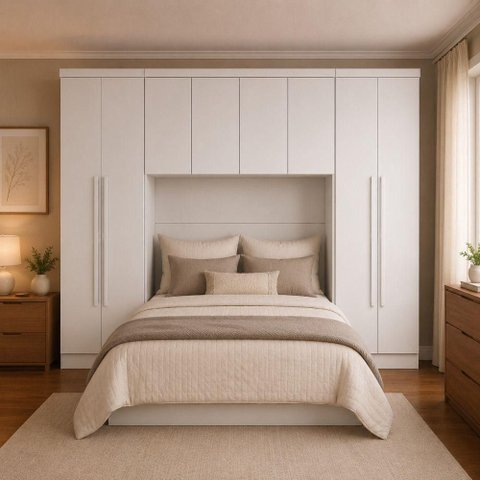 Guarda Roupa Casal Safira 8 Portas de Bater 6 Gavetas MDF Neve