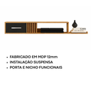 Ver imagem 4 de Rack Nicho Painel Suspenso Pequeno Sala Quarto Tv até 42" Mônaco - Jm3 Móveis:freijó/preto