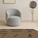 Ver imagem 5 de Poltrona Orgânica Bouclé Cinza Escuro para Sala Quarto Recepção Confortável Elegante Divani