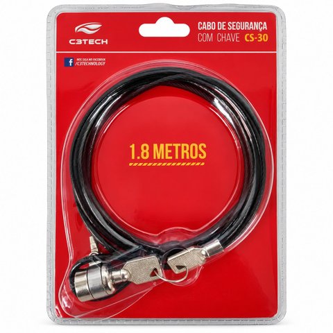 Trava Segurança Notebook C3TECH Cs-30 Cabo 1,8m 2 Chaves