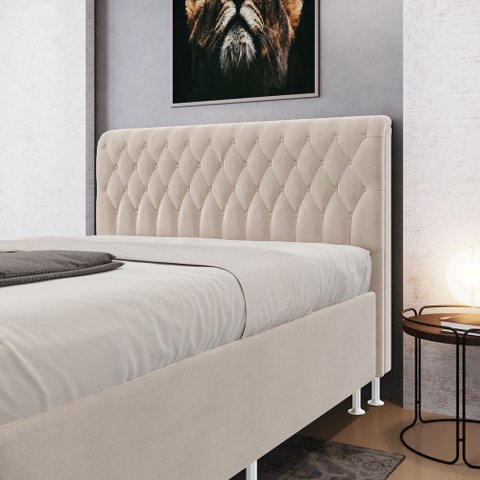 Cabeceira Bellatrix 160 Queen Sued Bege Aradecor