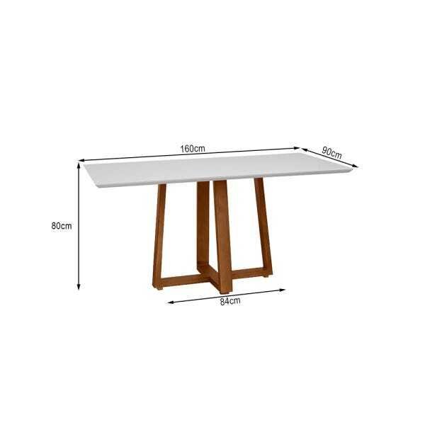 Conjunto Mesa De Jantar Carol Off White 160x90cm Mel 4 Cadeiras Estofadas Marrom - 5