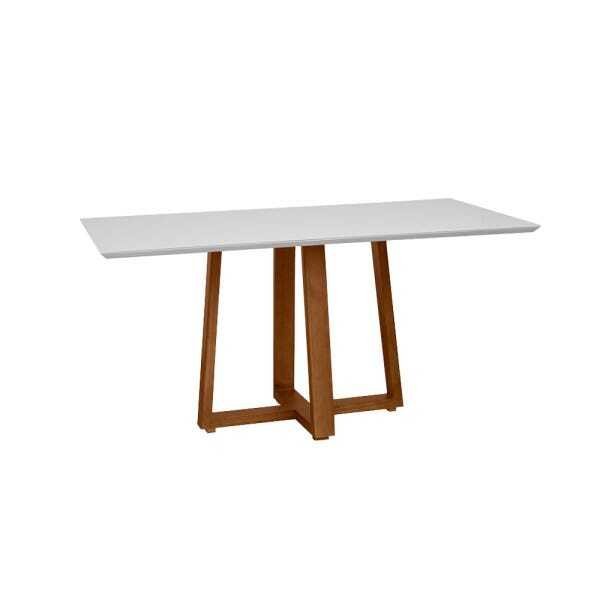 Conjunto Mesa De Jantar Carol Off White 160x90cm Mel 4 Cadeiras Estofadas Marrom - 3