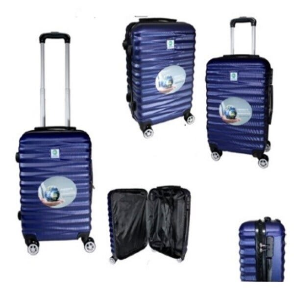 Mala de viagem de bordo rigida giro 360 rodinhas abs padrao anac com cadeado pequena azul - 1