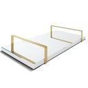 Ver imagem 1 de Bandeja Espelhada 25x50cm Borda Infinita Branca Com Alça Cobre