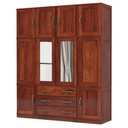 Ver imagem 3 de Guarda-roupa Casal North 10 Portas 3 Gavetas com Espelho Madeira Maciça Mogano - Pnr Móveis