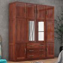 Ver imagem 1 de Guarda-roupa Casal North 10 Portas 3 Gavetas com Espelho Madeira Maciça Mogano - Pnr Móveis