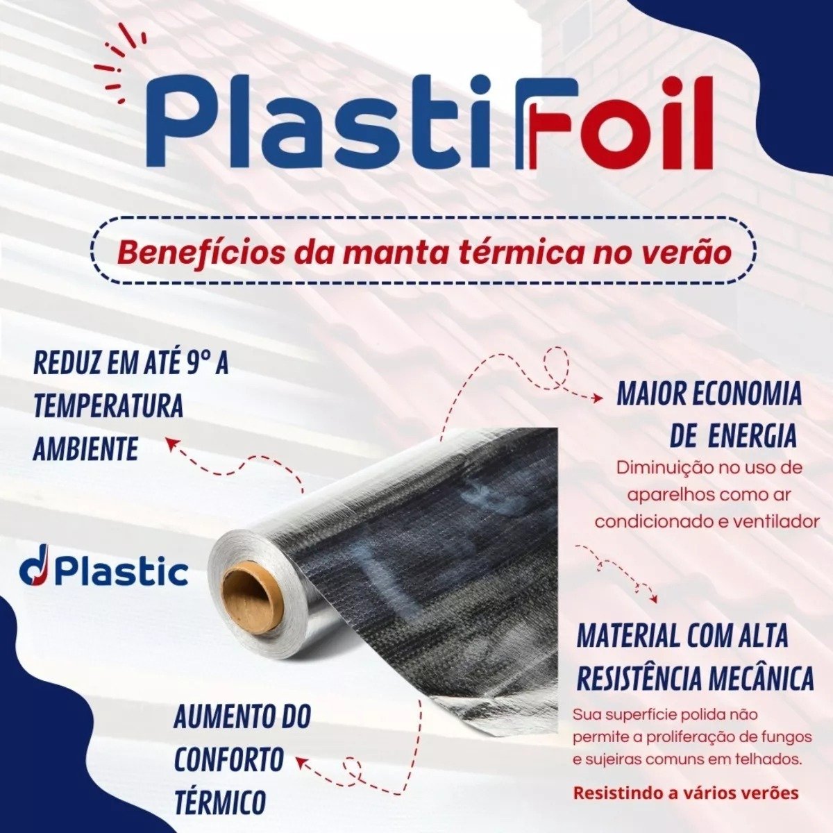 Manta Térmica para Telhado 1 Face 10 M² + Fita(s) Dplastic Manta para Telhado, Manta de Subcobertura - 9