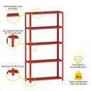Ver imagem 3 de ESTANTE DE AÇO 175X92X30 5 PRAT. C/ REFORÇO PANDIN - VERMELHO EP-5AR-VU-175