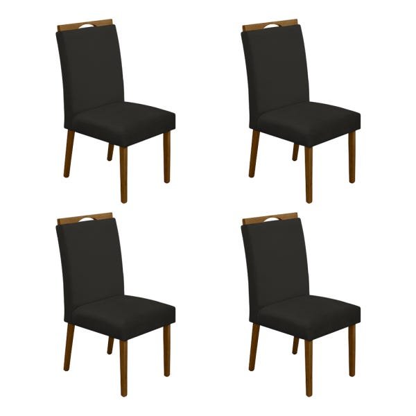 Kit 4 Cadeiras Estofadas de Jantar Veludo Marrom Heloisa Mel - 1