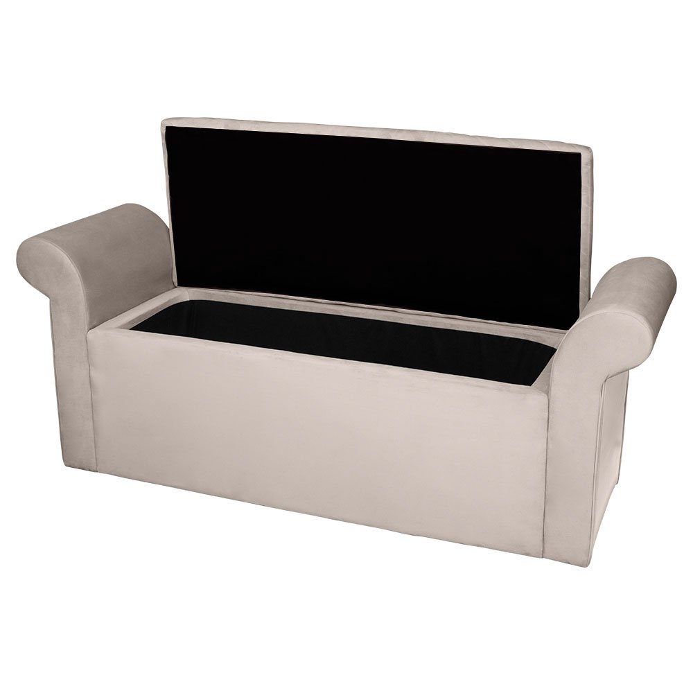 Recamier Baú Viena King 195 Cm Suede Bege Claro - MV Estofados Shop - 3