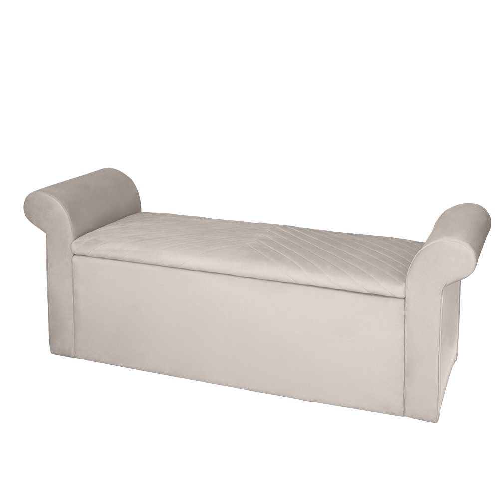 Recamier Baú Viena King 195 Cm Suede Bege Claro - MV Estofados Shop - 2