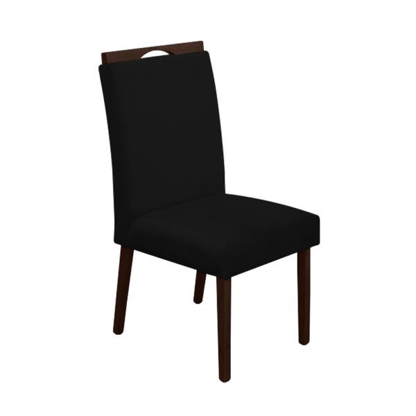 Conjunto Mesa De Jantar Off White 160x90cm 3D Castanho 8 Cadeiras Estofadas Castanho Preto - 3