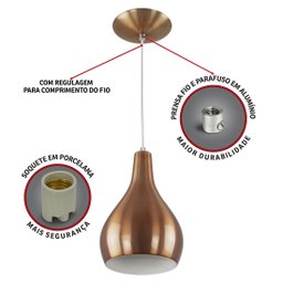 Pendente Nepal Drop Premium Gourmet em Aluminio New Cobre - 3