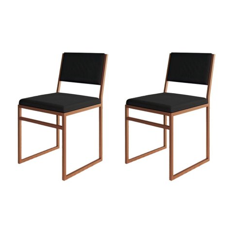 Kit 2 Cadeiras Industrial Isa Veludo Base Cobre para Mesa Sala Jantar Cozinha Decor - Cobre/preto