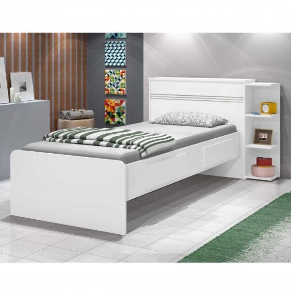 Conjunto Cama Solteiro Jade com Baú 2 Gavetas e Cama Auxiliar Flex Color Espresso Móveis - 3