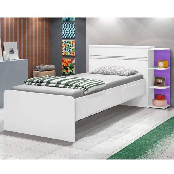 Conjunto Cama Solteiro Jade com Baú 2 Gavetas e Cama Auxiliar Flex Color Espresso Móveis - 6