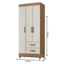 Ver imagem 2 de Guarda Roupa Solteiro Lite 3 Portas Nature Off White - Móveis Leão