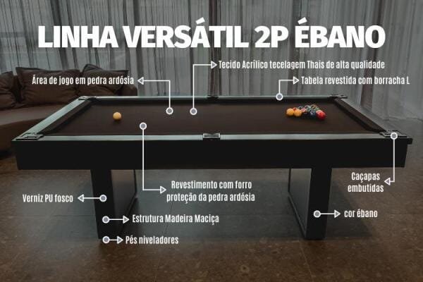 Mesa de Sinuca - 1,91x1,04 - Azul royal - 4