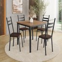Ver imagem 1 de Conjunto Sala de Jantar Mesa Quadrada 90cm Tampo BP com 4 Cadeiras Adriana Preto/Imbuia/Demolição