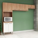 Ver imagem 2 de Armário para Cozinha Larissa 240 Cm Paneleiro Nicho Microondas Mdp Carvalho Branco - Clicklar