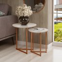 Ver imagem 1 de Jogo de Mesa Lateral Apoio Canto Jade Kit Sala Estar Sofá