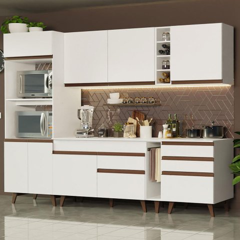 Armário de Cozinha Completa 270cm Branco Reims Madesa 02