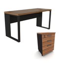Ver imagem 1 de Escrivaninha 150cm X 60cm Gaveteiro 3 Gavetas Pés Metal F5 Cor:nogal com Preto