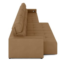 Sofá Retrátil 8 Lugares 524cm 4 Módulos Nero com USB Couro Caramelo G52 - Gran Belo - 7