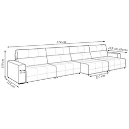 Sofá Retrátil 8 Lugares 524cm 4 Módulos Nero com USB Couro Caramelo G52 - Gran Belo - 3