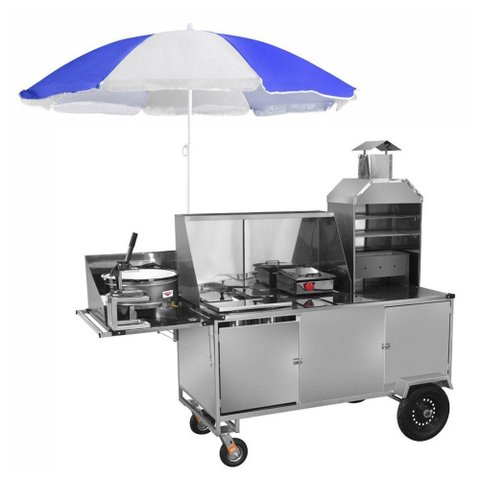 Carrinho 5 em 1 Cefaz Churrasco Hotdog Lanche Salgado e Batata Frita Inox Lc33p/gs