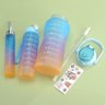 Kit com 3 Garrafas Água com Canudo Squeeze 2l-1l e 500ml Vd - 3