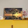 Quadro Decorativo Tela Canvas Paisagem Arvore da Vida Com Moldura Dourada - 150x80 cm - 4