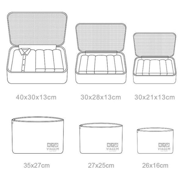 Mala de Bordo Viagem Pequena Abs Rígida Rodinhas 360 + Kit Organizador 6 Peças - Cinza - 5