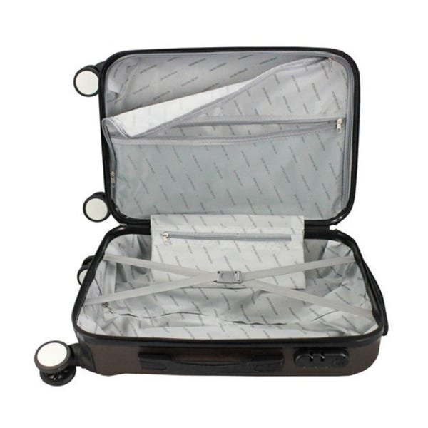 Mala de Bordo Viagem Pequena Abs Rígida Rodinhas 360 + Kit Organizador 6 Peças - Cinza - 3
