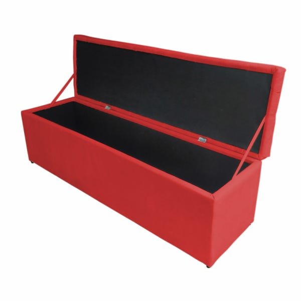 Calçadeira Mel com Baú Solteiro 90cm Suede Vermelho - 3