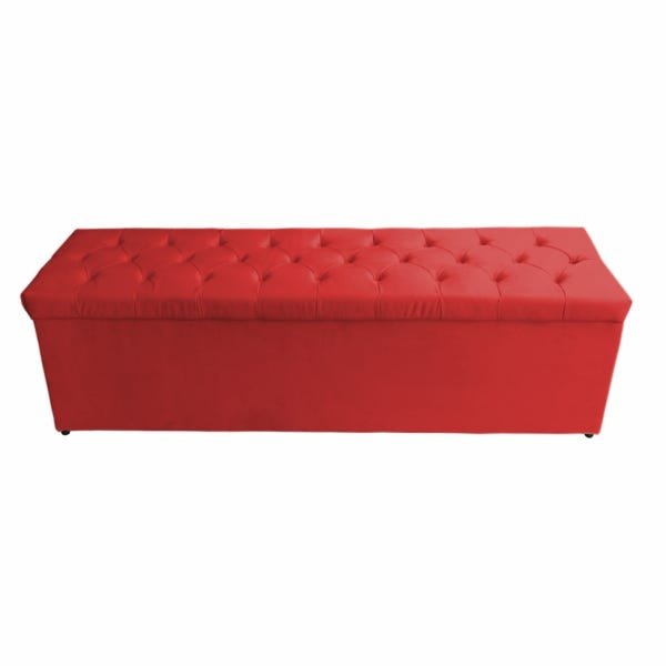 Calçadeira Mel com Baú Solteiro 90cm Suede Vermelho - 2