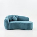 Ver imagem 1 de Sofá Curvo 3 Lugares Orgânico Confortável Serena Veludo Azul Turquesa - Montanari's Decor