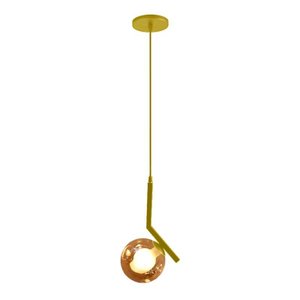 Pendente Spirit Vertex Cor Dourado com Globo Âmbar para 1 Lâmpada G9 Bivolt