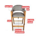Ver imagem 6 de Kit 4 Banqueta Alta de Madeira Amêndoa Noah com Encosto Estofado Linho Cinza - Arkell