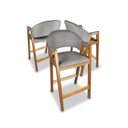 Ver imagem 2 de Kit 4 Banqueta Alta de Madeira Amêndoa Noah com Encosto Estofado Linho Cinza - Arkell