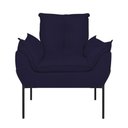 Ver imagem 3 de Poltrona Sofá Luxo Base Metal Preto Recepção Escritório Azul Marinho