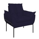 Ver imagem 1 de Poltrona Sofá Luxo Base Metal Preto Recepção Escritório Azul Marinho