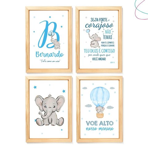 Quadros Decorativos Infantil Elefantinho Baby no Balão:pinus