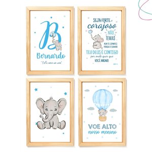 Quadros Decorativos Infantil Elefantinho Baby no Balão:Pinus